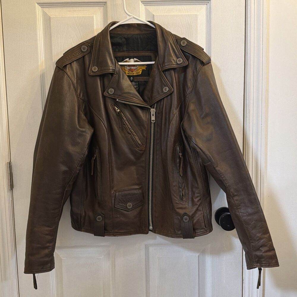Vintage Harley-Davidson Women’s Brown Leather Moto Jacket USA Large